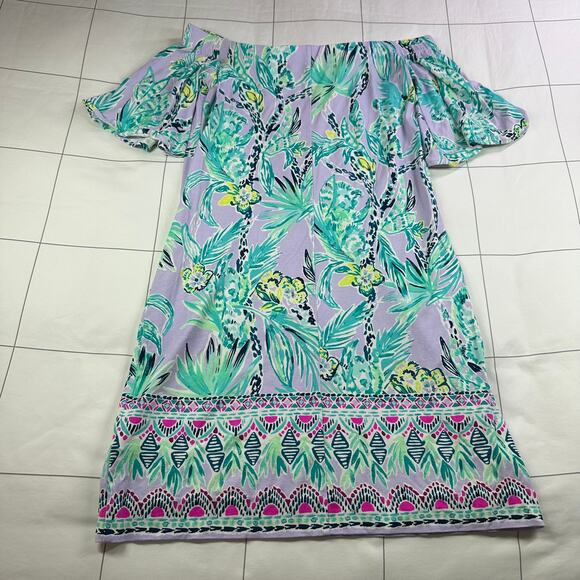 Lilly Pulitzer Dress Womens Small Purple Fawcett Off the Shoulder Lilac Verbena - Picture 3 of 9